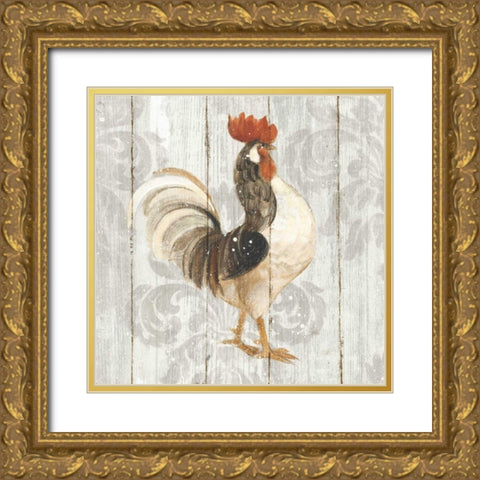 Farm Friend I on Barn Board Gold Ornate Wood Framed Art Print with Double Matting by Hristova, Albena