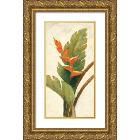 Halconia Blossom on White Gold Ornate Wood Framed Art Print with Double Matting by Hristova, Albena