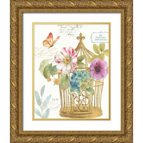 Rainbow Seeds Romantic Birdcage I Gold Ornate Wood Framed Art Print with Double Matting by Audit, Lisa