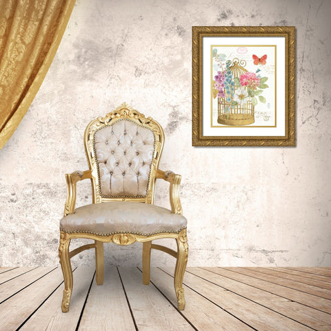 Rainbow Seeds Romantic Birdcage II Gold Ornate Wood Framed Art Print with Double Matting by Audit, Lisa