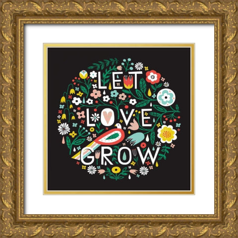 Let Love Grow Gold Ornate Wood Framed Art Print with Double Matting by Mullan, Michael