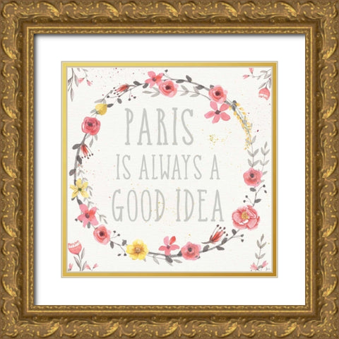 Paris Blooms IV Gold Ornate Wood Framed Art Print with Double Matting by Aiken, Jess