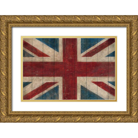 Union Jack Gold Ornate Wood Framed Art Print with Double Matting by Tillmon, Avery