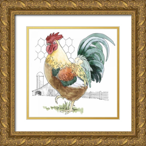 Fun at the Coop V Gold Ornate Wood Framed Art Print with Double Matting by Grove, Beth