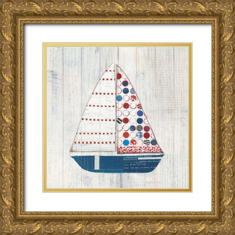 Wind and Waves I Nautical Gold Ornate Wood Framed Art Print with Double Matting by Prahl, Courtney