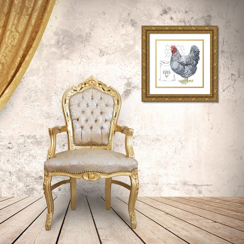 Fun at the Coop III v2 Gold Ornate Wood Framed Art Print with Double Matting by Grove, Beth