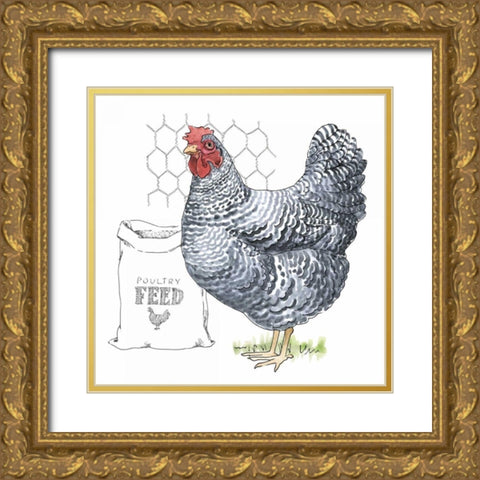 Fun at the Coop III v2 Gold Ornate Wood Framed Art Print with Double Matting by Grove, Beth