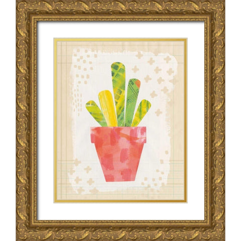 Collage Cactus VI on Graph Paper Gold Ornate Wood Framed Art Print with Double Matting by Averinos, Melissa