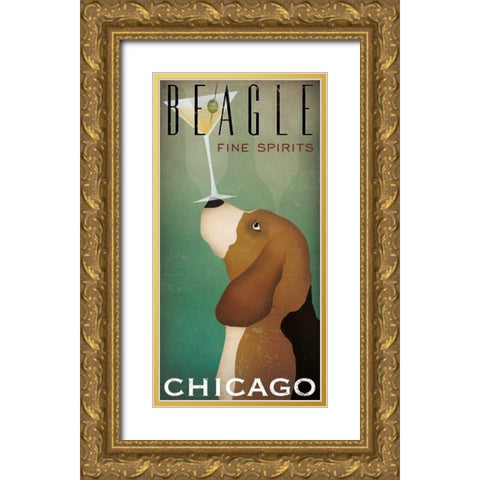 Beagle Martini Gold Ornate Wood Framed Art Print with Double Matting by Fowler, Ryan
