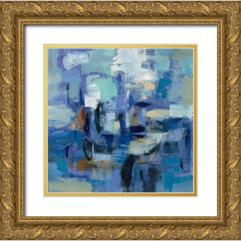 Ultramarine Waves II Gold Ornate Wood Framed Art Print with Double Matting by Vassileva, Silvia