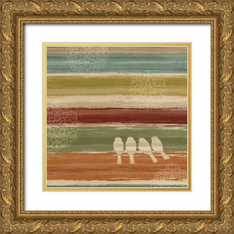 Mumbai Rainbow Birds III Gold Ornate Wood Framed Art Print with Double Matting by Daphne, Brissonnet