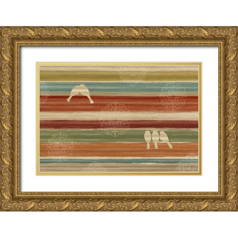Mumbai Rainbow Birds I Gold Ornate Wood Framed Art Print with Double Matting by Daphne, Brissonnet