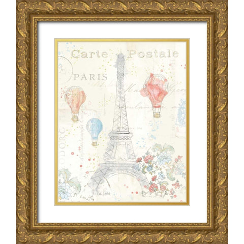 Lighthearted in Paris II Gold Ornate Wood Framed Art Print with Double Matting by Pertiet, Katie