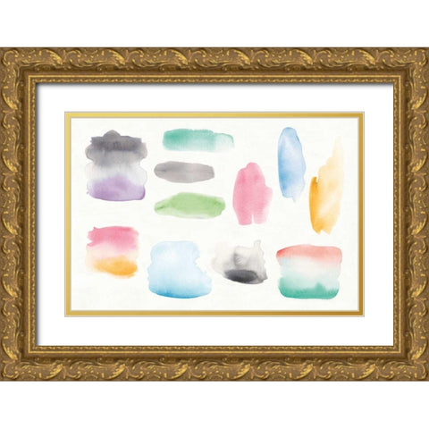 Watercolor Swatch Element Gold Ornate Wood Framed Art Print with Double Matting by DeNeige, Elyse