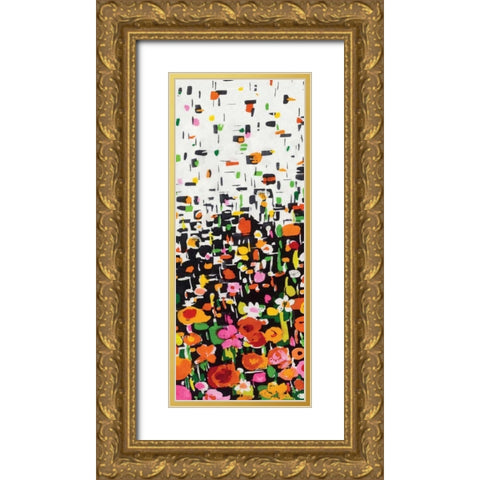 Flower Shower II Gold Ornate Wood Framed Art Print with Double Matting by Wild Apple Portfolio