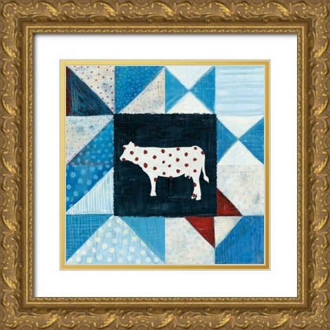 Modern Americana Farm Quilt VIII Gold Ornate Wood Framed Art Print with Double Matting by Averinos, Melissa
