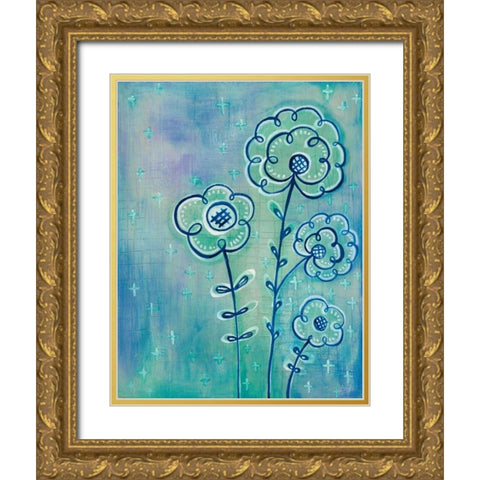 Magical Flowers III Gold Ornate Wood Framed Art Print with Double Matting by Averinos, Melissa