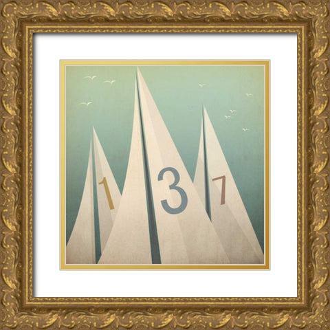 Sails VII Gold Ornate Wood Framed Art Print with Double Matting by Fowler, Ryan