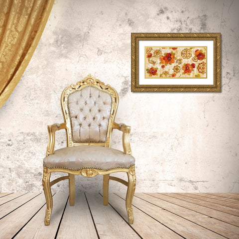Hibiscus and Mandala Gold Ornate Wood Framed Art Print with Double Matting by Vassileva, Silvia