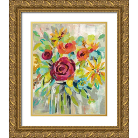Flower Still Life I Gold Ornate Wood Framed Art Print with Double Matting by Vassileva, Silvia