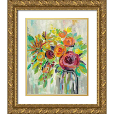 Flower Still Life II Gold Ornate Wood Framed Art Print with Double Matting by Vassileva, Silvia