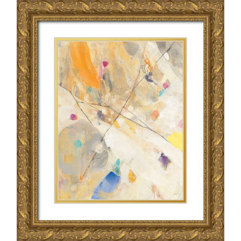 Spring Confetti I Gold Ornate Wood Framed Art Print with Double Matting by Hristova, Albena