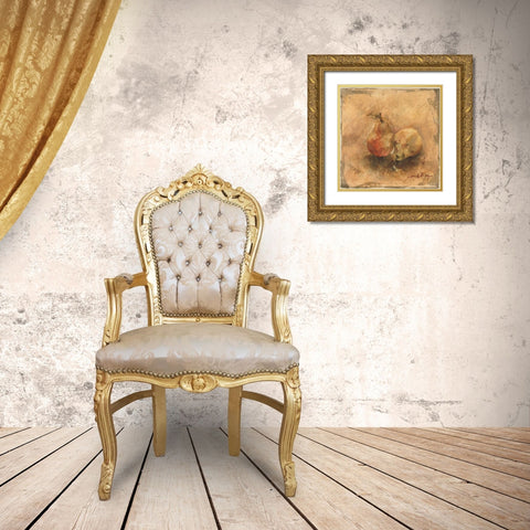 Gilted Pears Gold Ornate Wood Framed Art Print with Double Matting by Hageman, Marilyn