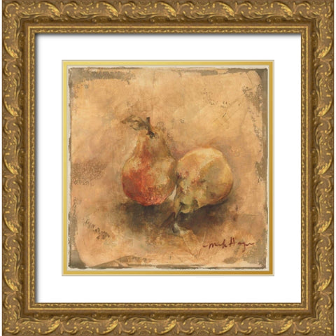 Gilted Pears Gold Ornate Wood Framed Art Print with Double Matting by Hageman, Marilyn