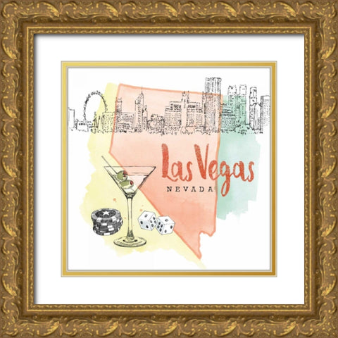 US Cities III Gold Ornate Wood Framed Art Print with Double Matting by Grove, Beth