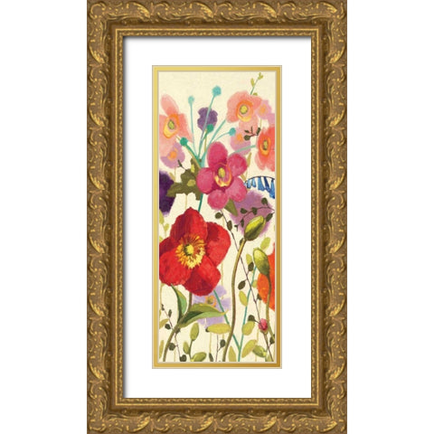 Couleur Printemps III Panel I Gold Ornate Wood Framed Art Print with Double Matting by Novak, Shirley