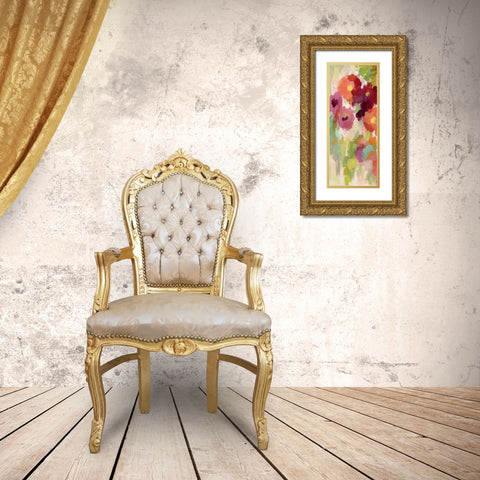 Coral and Emerald Garden I Panel I Gold Ornate Wood Framed Art Print with Double Matting by Vassileva, Silvia