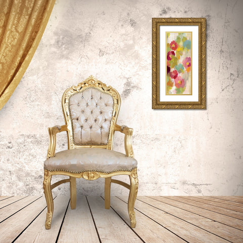 Coral and Emerald Garden I Panel III Gold Ornate Wood Framed Art Print with Double Matting by Vassileva, Silvia