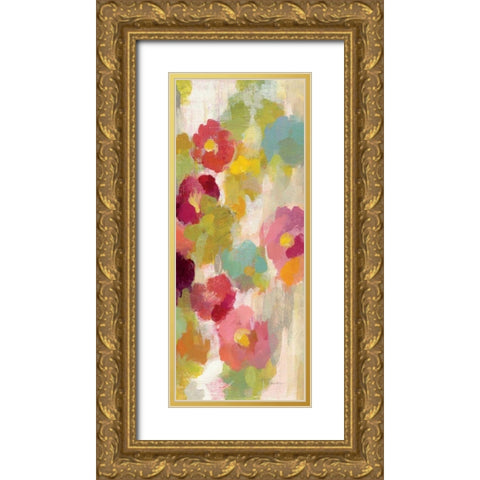 Coral and Emerald Garden I Panel III Gold Ornate Wood Framed Art Print with Double Matting by Vassileva, Silvia