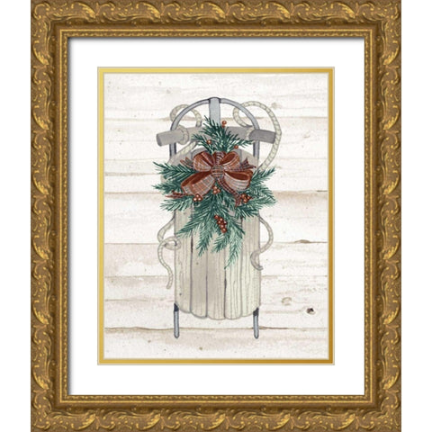 Holiday Sports on Wood II Luxe Gold Ornate Wood Framed Art Print with Double Matting by McKenna, Kathleen Parr
