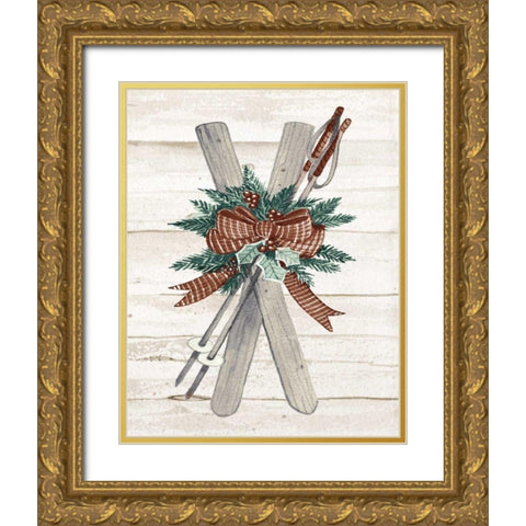 Holiday Sports on Wood IV Luxe Gold Ornate Wood Framed Art Print with Double Matting by McKenna, Kathleen Parr