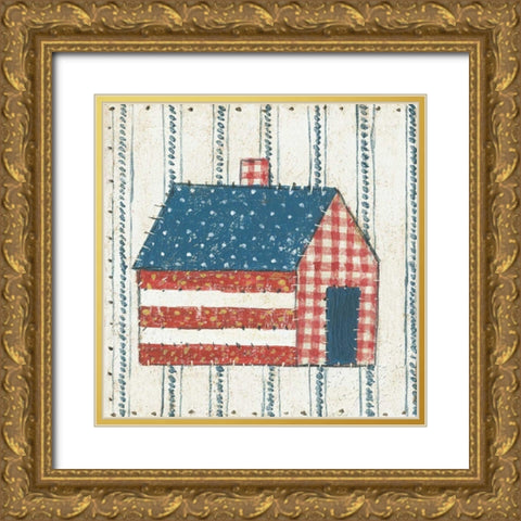 Americana Quilt III Gold Ornate Wood Framed Art Print with Double Matting by Brown, David Carter