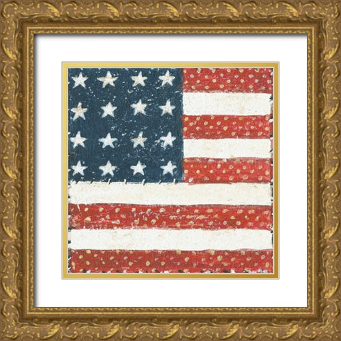 Americana Quilt IV Gold Ornate Wood Framed Art Print with Double Matting by Brown, David Carter