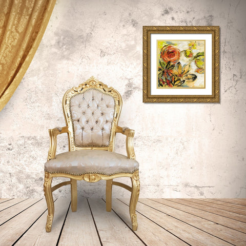 Floral Joy Gold Ornate Wood Framed Art Print with Double Matting by Vassileva, Silvia