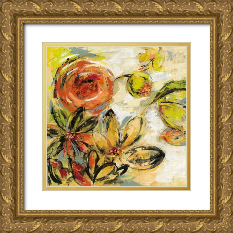 Floral Joy Gold Ornate Wood Framed Art Print with Double Matting by Vassileva, Silvia