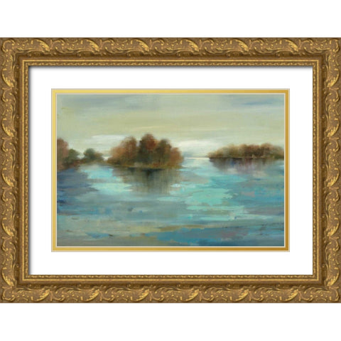 Serenity on the River Gold Ornate Wood Framed Art Print with Double Matting by Vassileva, Silvia