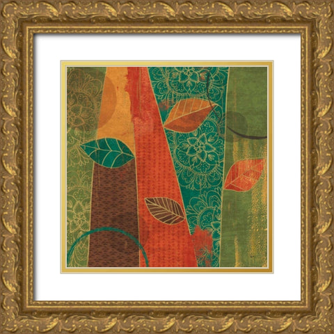 Bohemian Leaves II Gold Ornate Wood Framed Art Print with Double Matting by Charron, Veronique