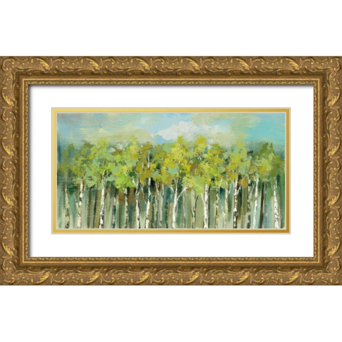 April Tree Trops Gold Ornate Wood Framed Art Print with Double Matting by Vassileva, Silvia