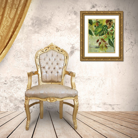 Tropical Greenery II Gold Ornate Wood Framed Art Print with Double Matting by Vassileva, Silvia