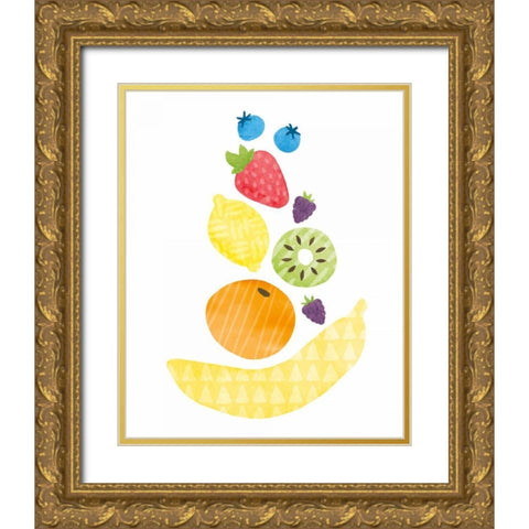 Funky Fruit I Gold Ornate Wood Framed Art Print with Double Matting by Hershey, Moira