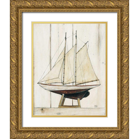 Schooner I Gold Ornate Wood Framed Art Print with Double Matting by Brown, David Carter
