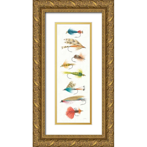 Gone Fishin X Gold Ornate Wood Framed Art Print with Double Matting by DeNeige, Elyse