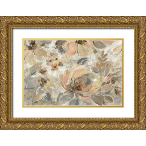 Ivory Floral Gold Ornate Wood Framed Art Print with Double Matting by Vassileva, Silvia