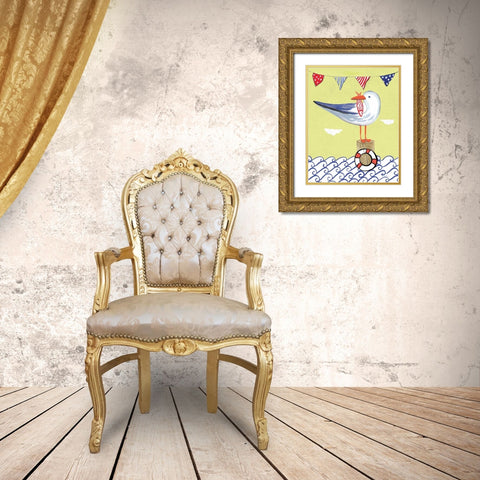 Coastal Bird II Gold Ornate Wood Framed Art Print with Double Matting by Zaman, Farida