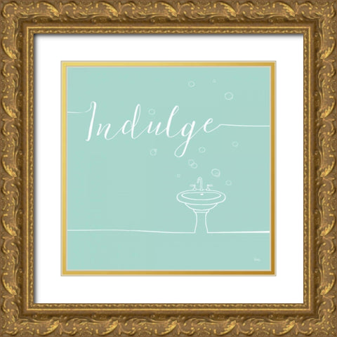 Underline Bath VII Teal Gold Ornate Wood Framed Art Print with Double Matting by Charron, Veronique