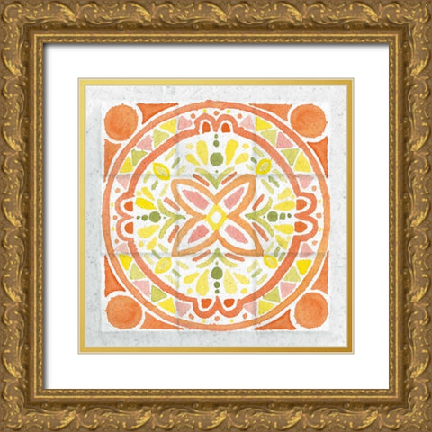 Citrus Tile I Gold Ornate Wood Framed Art Print with Double Matting by DeNeige, Elyse
